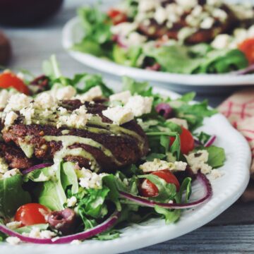 greek salad with mushroom walnut souvlaki_hot for food