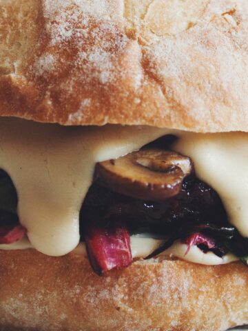 smoked gouda mushroom chard burger_hot for food