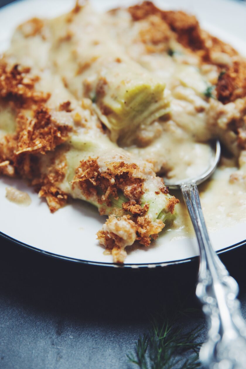 vegan leek gratin recipe for special occasion