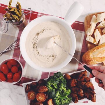 the ultimate vegan beer cheese fondue_hot for food