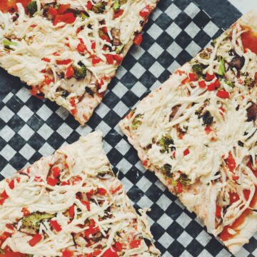 veggie pizza and homemade beer pizza dough_ hot for food