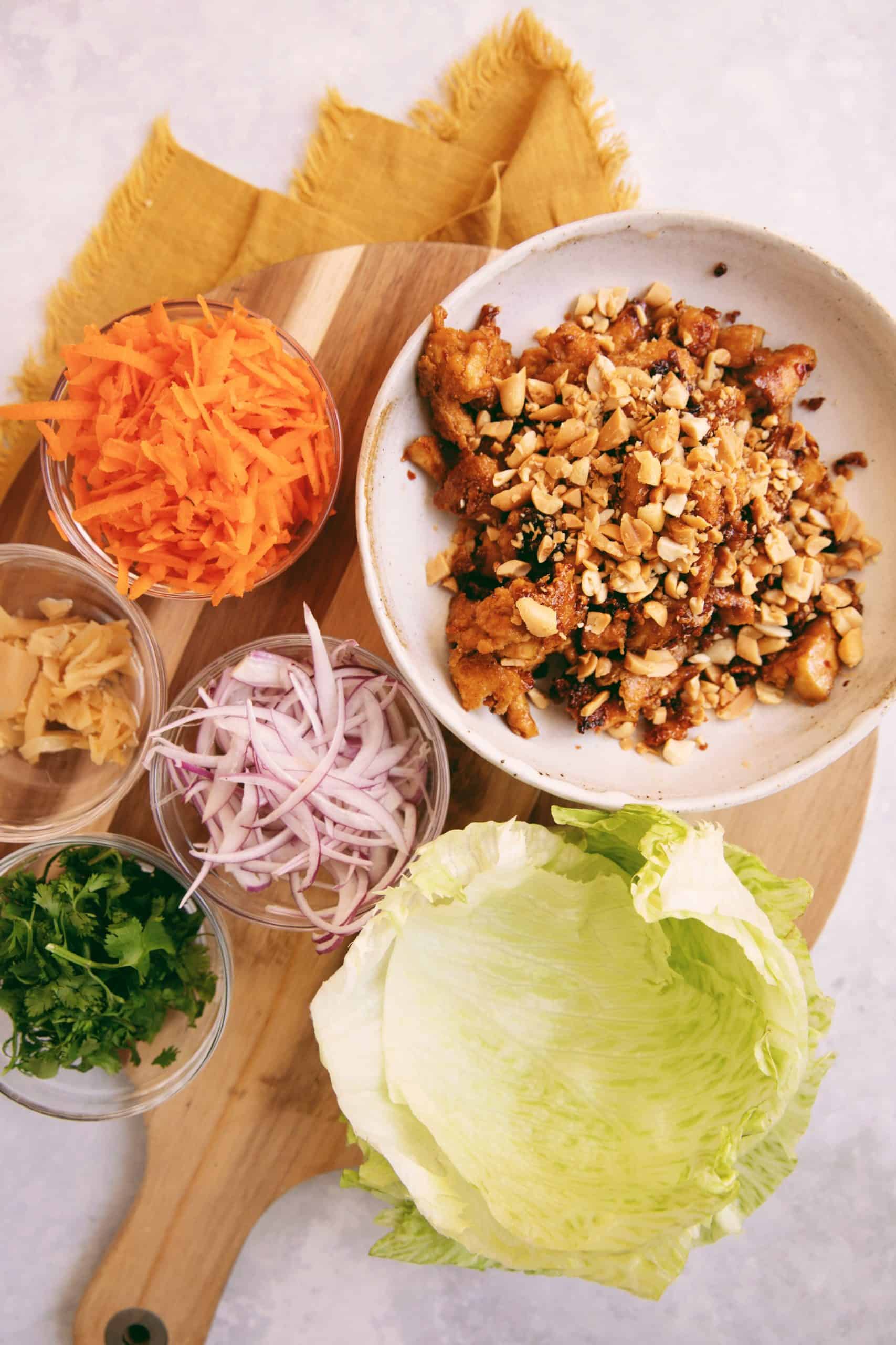 ingredients for sweet soy tofu lettuce wraps