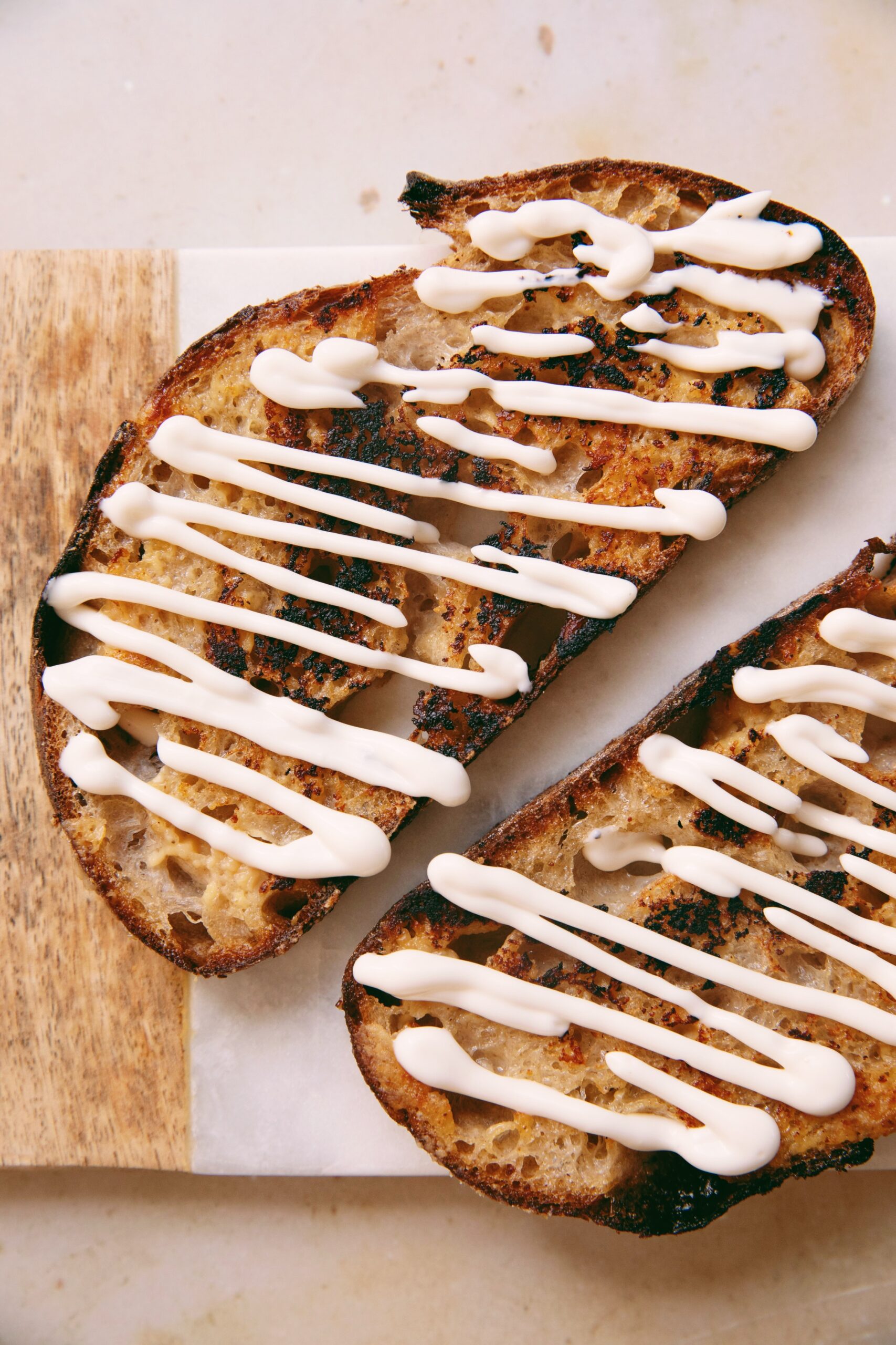 vegan mayonnaise on toasted bread