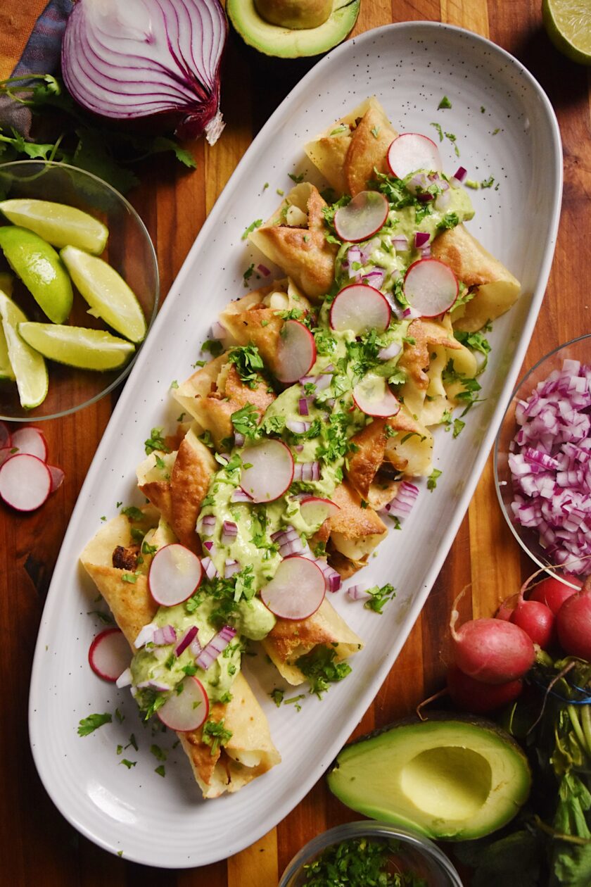 jackfruit and potato flautas