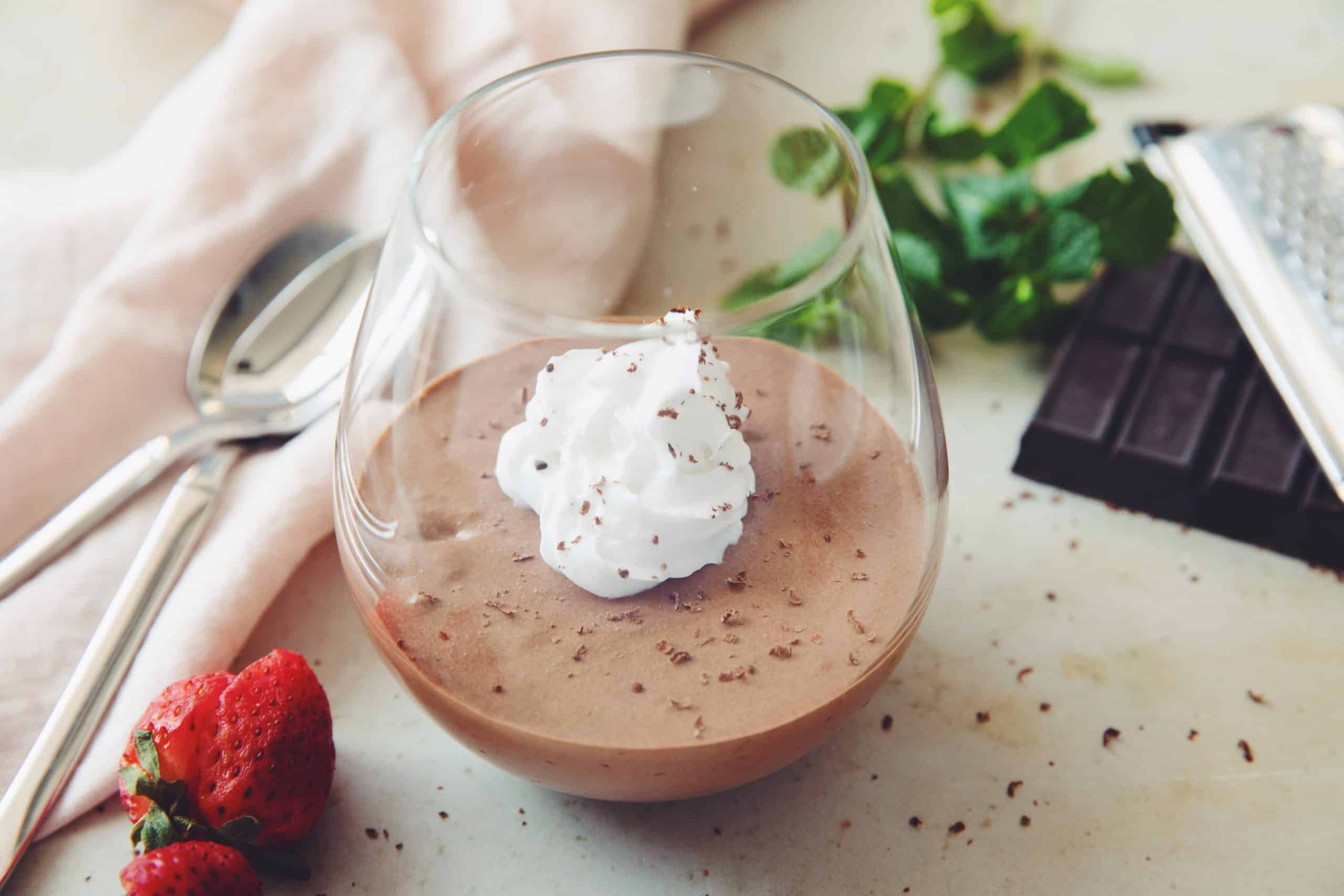 a serving of vegan chocolate mousse